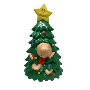 Vintage 9” Ziggy  1981 Ceramic Christmas Tree piggy bank Universal Press Syn.